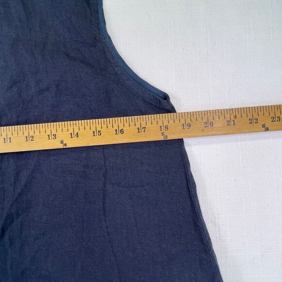 Collette Blue Relaxed Linen V-Neck Pullover Sleeveless Blouse Top Size Large - Picture 6 of 8